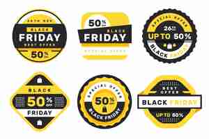 Vettore gratuito collezione di etichette flat black friday