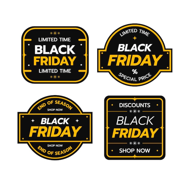 Vettore gratuito collezione di etichette flat black friday