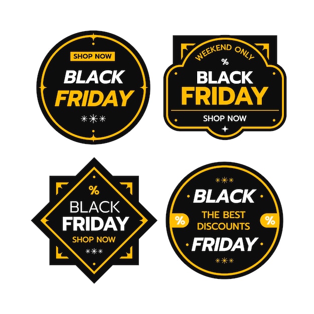 Flat black friday labels collection