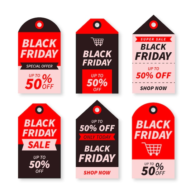 Collezione di etichette flat black friday