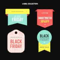 Vettore gratuito collezione di etichette flat black friday