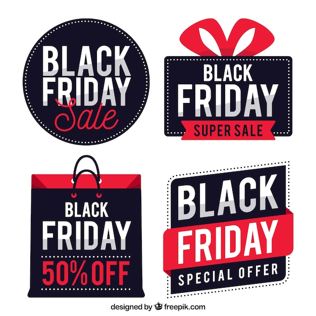 Flat black friday labels