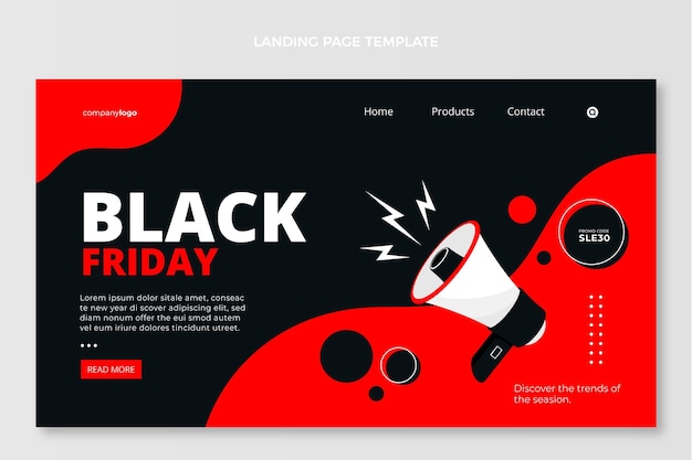 Free vector flat black friday landing page template