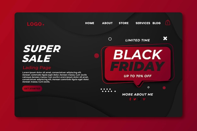 Flat black friday landing page template