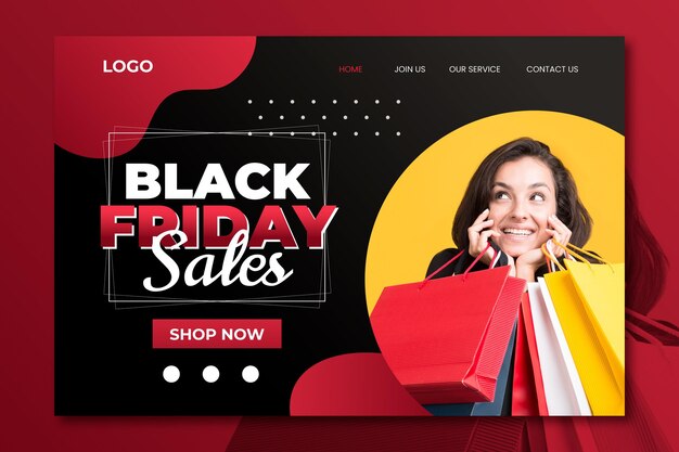 Free vector flat black friday landing page template