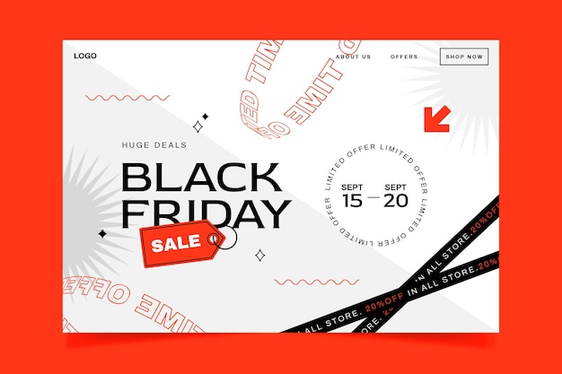 Free vector flat black friday landing page template