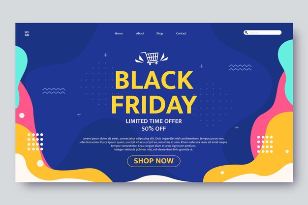 Flat black friday landing page template