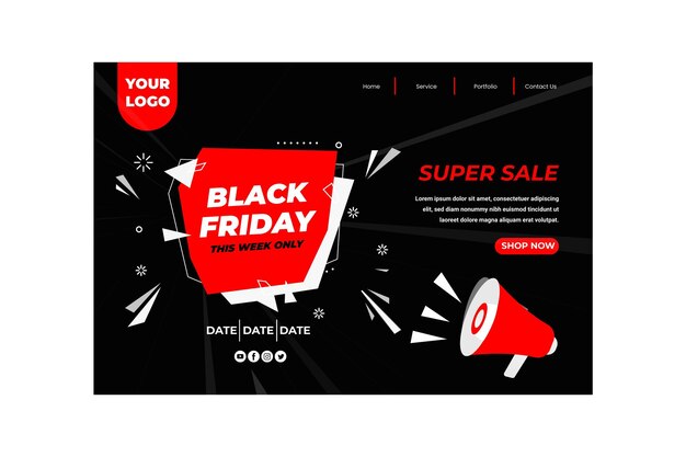 Flat black friday landing page template