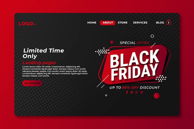 Flat black friday landing page template