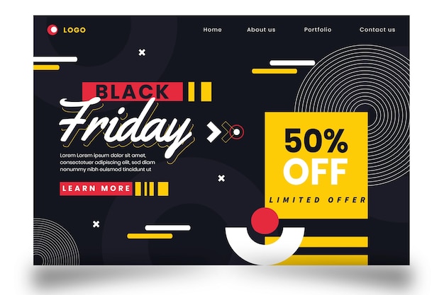 Flat black friday landing page template