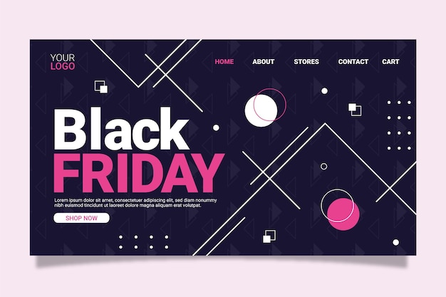 Free vector flat black friday landing page template