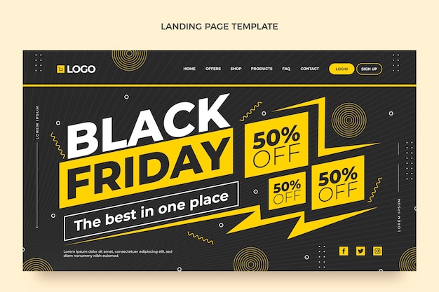 Free vector flat black friday landing page template