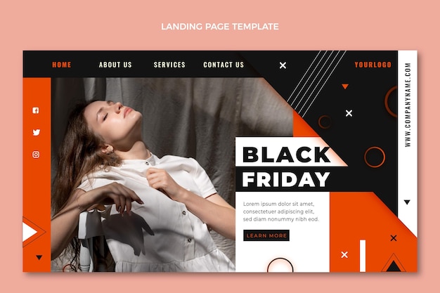 Free vector flat black friday landing page template