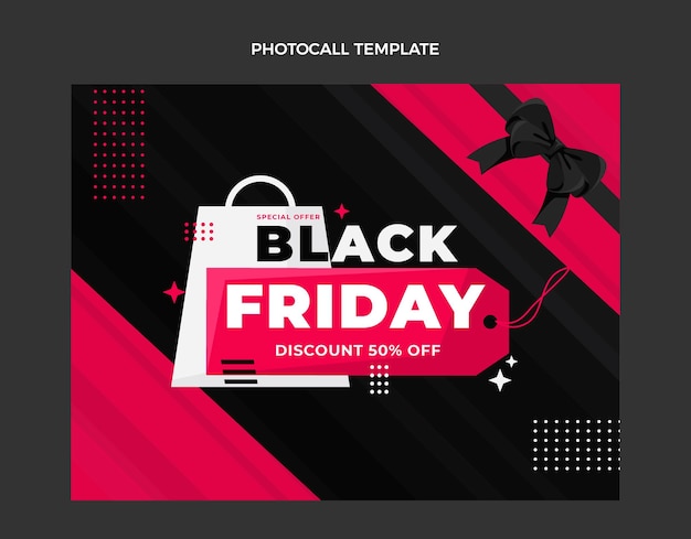 Free vector flat black friday photocall template