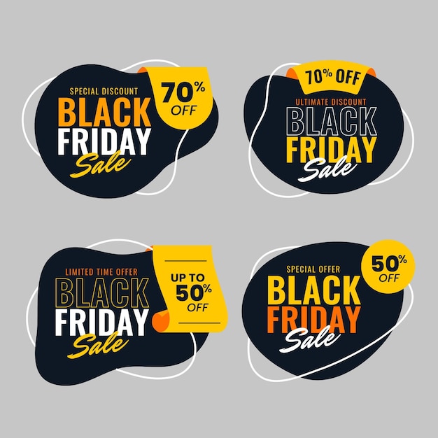 Free vector flat black friday sale badges collection