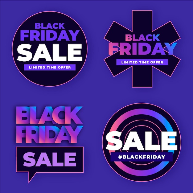 Free vector flat black friday sale badges collection