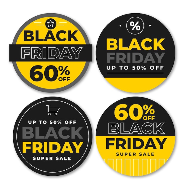 Free vector flat black friday sale badges collection