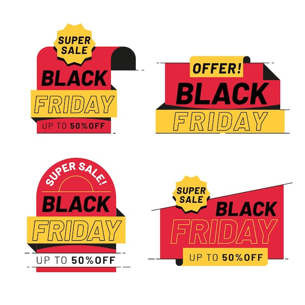 Free vector flat black friday sale badges collection