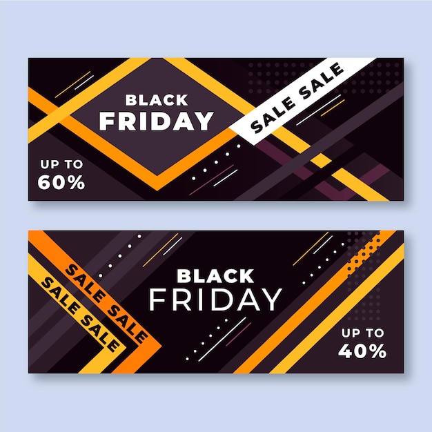 Free vector flat black friday sale horizontal sale banners set