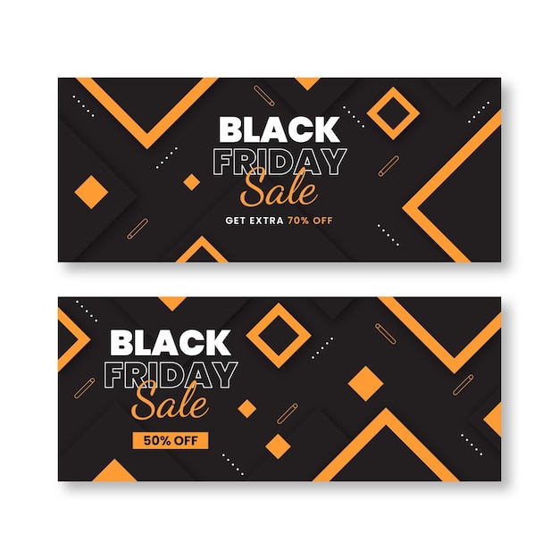 Free vector flat black friday sale horizontal sale banners set