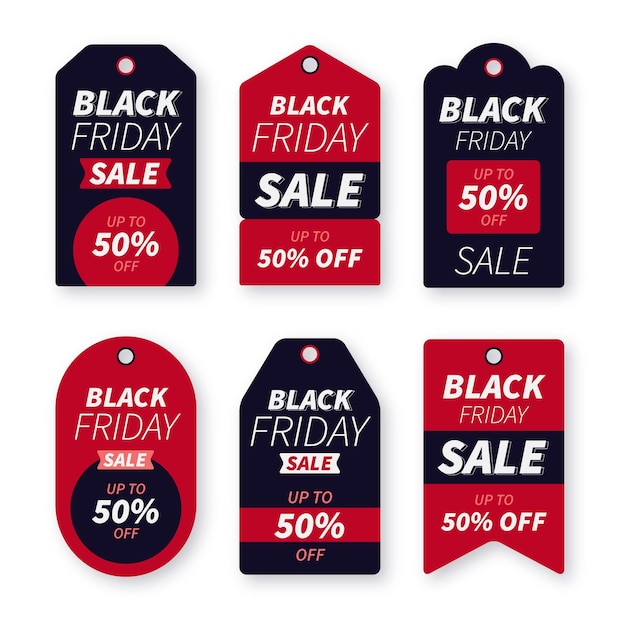 Flat black friday sale labels collection