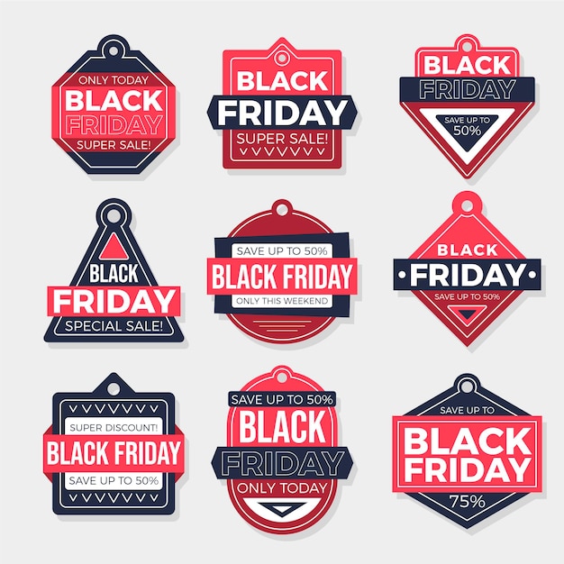 Free vector flat black friday sale labels collection