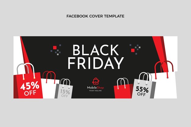 Flat black friday social media cover template