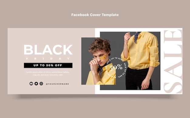 Free vector flat black friday social media cover template