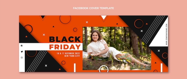 Free vector flat black friday social media cover template