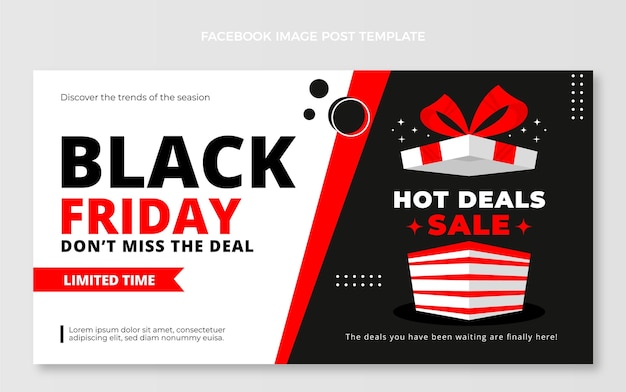 Flat black friday social media post template