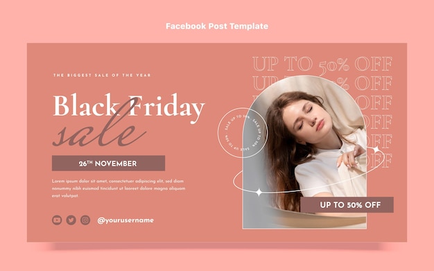 Modello di post sui social media del black friday piatto