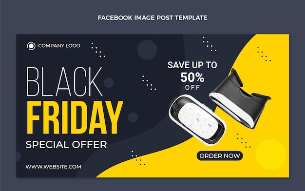 Vettore gratuito modello di post sui social media del black friday piatto