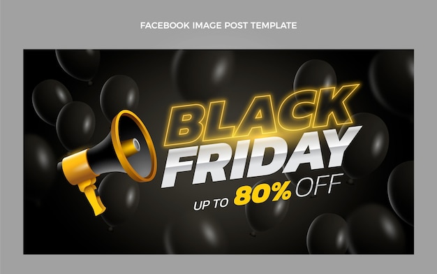 Vettore gratuito modello di post sui social media del black friday piatto