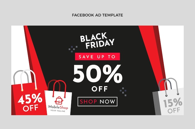 Flat black friday social media promo template