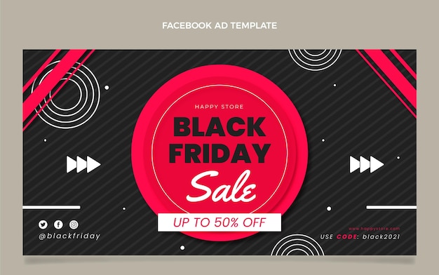 Vettore gratuito modello promozionale per social media flat black friday