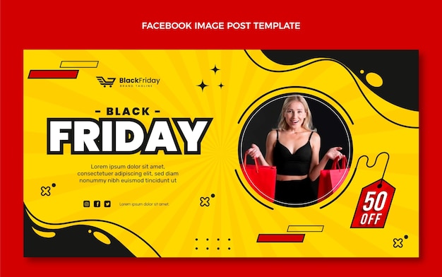 Vettore gratuito modello promozionale per social media flat black friday