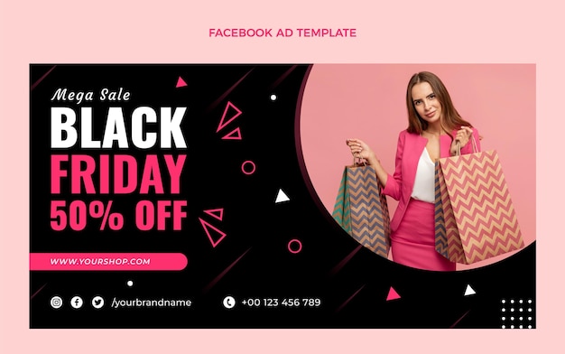 Modello promozionale per social media flat black friday