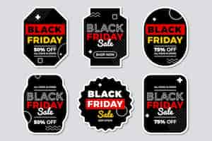 Free vector flat black friday stickers collection