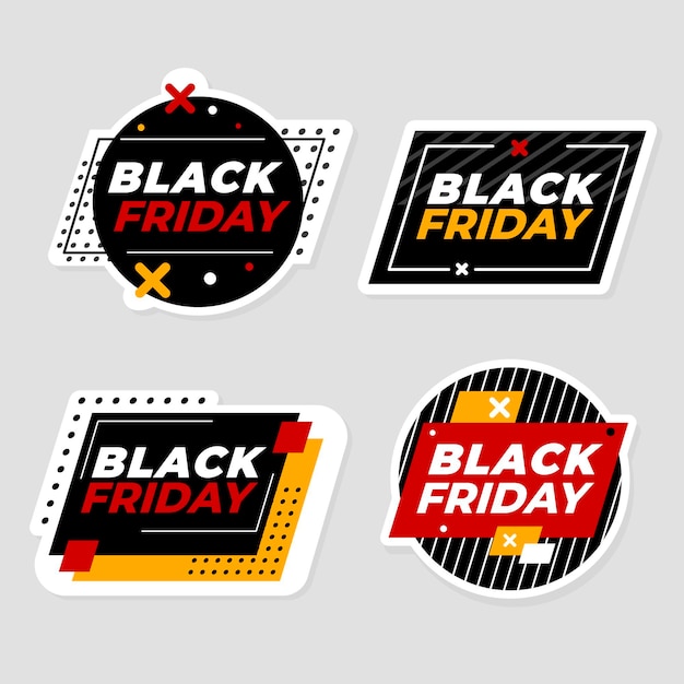 Vettore gratuito collezione di adesivi flat black friday