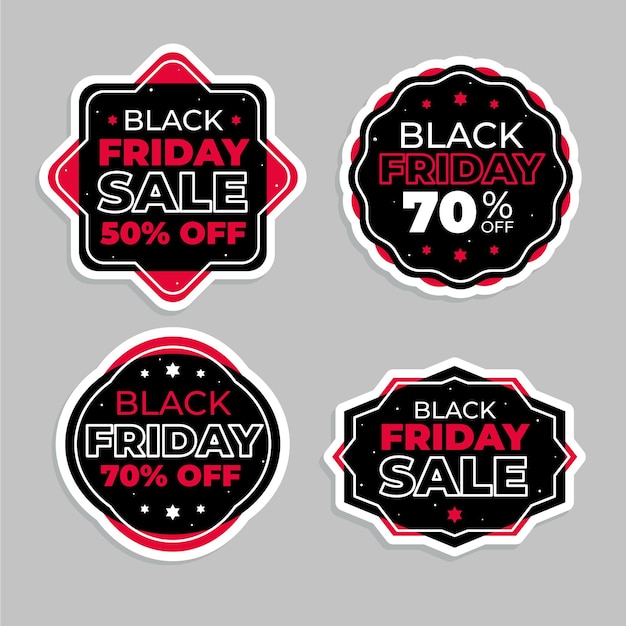 Collezione di adesivi flat black friday