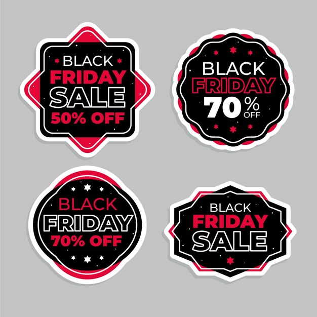 Flat black friday stickers collection