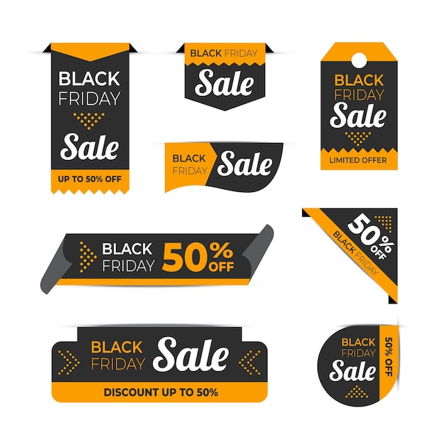 Free vector flat black friday stickers collection