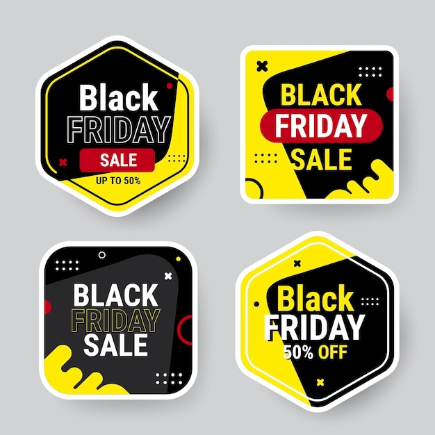 Flat black friday stickers collection