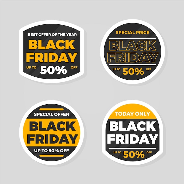 Free vector flat black friday stickers collection