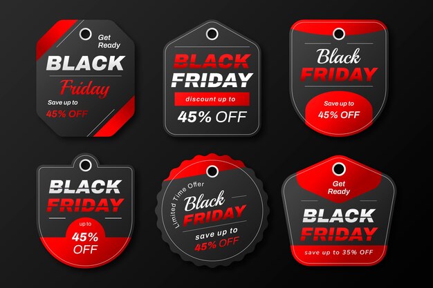 Vettore gratuito set di banner per tag flat black friday