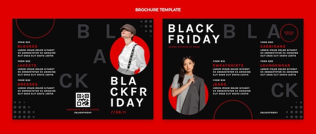 Плоский шаблон бизнес-брошюры black friday trifold