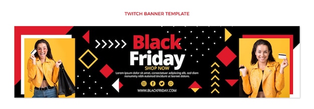 Плоская обложка black friday twitch