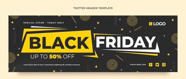 Vettore gratuito modello di copertina twitter piatto black friday