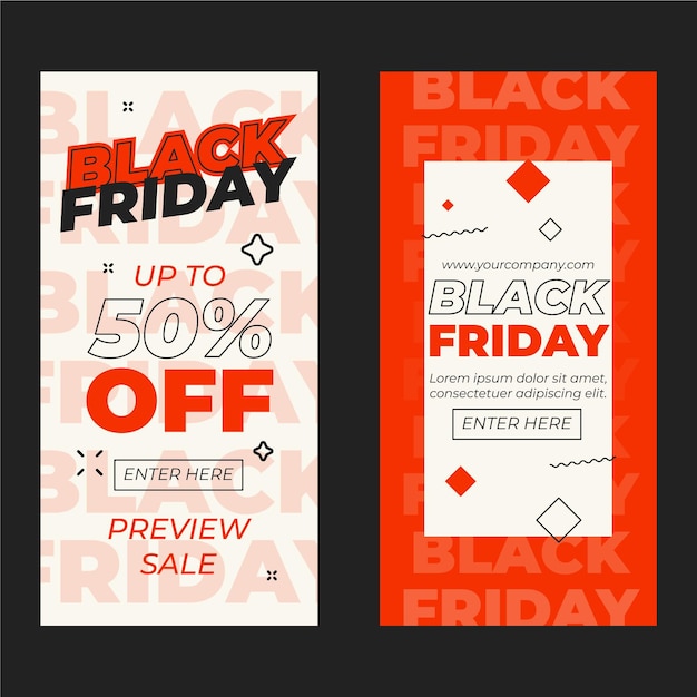 Flat black friday vertical banners set