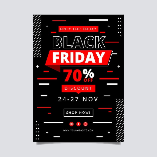 Free vector flat black friday vertical poster template